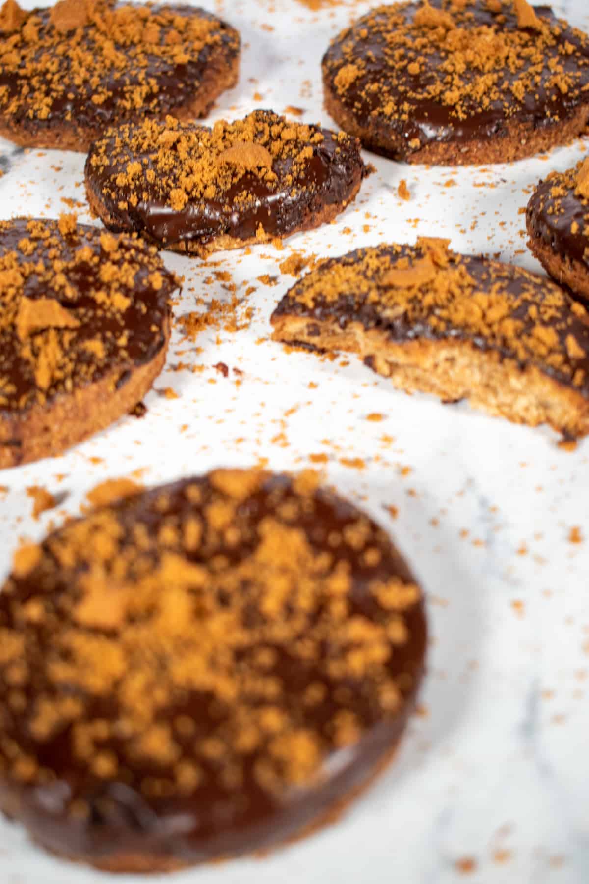 A collection of vegan digestives on a white background.