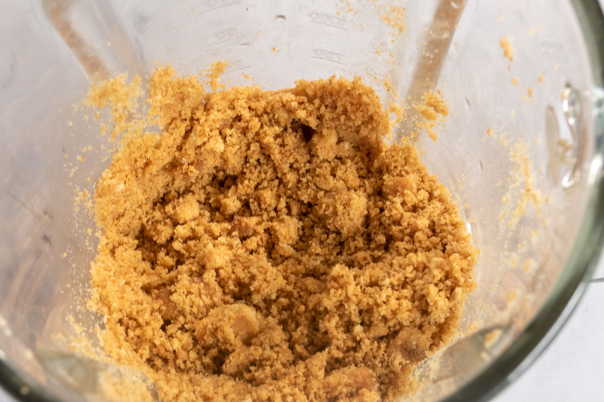 The crust ingredients blitzed together inside a high-speed blender.