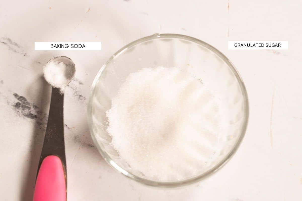 A photo showing the two ingredients that you will need to make vegan dalgona candy. 